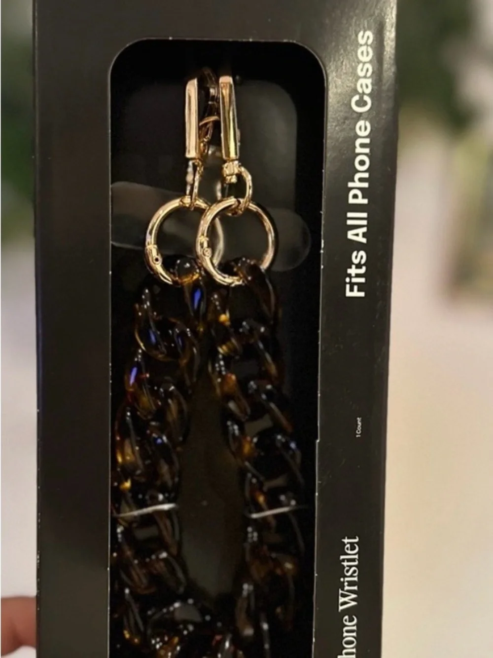 Tortoiseshell Phone Wristlet with Gold like color Hardware NIB.